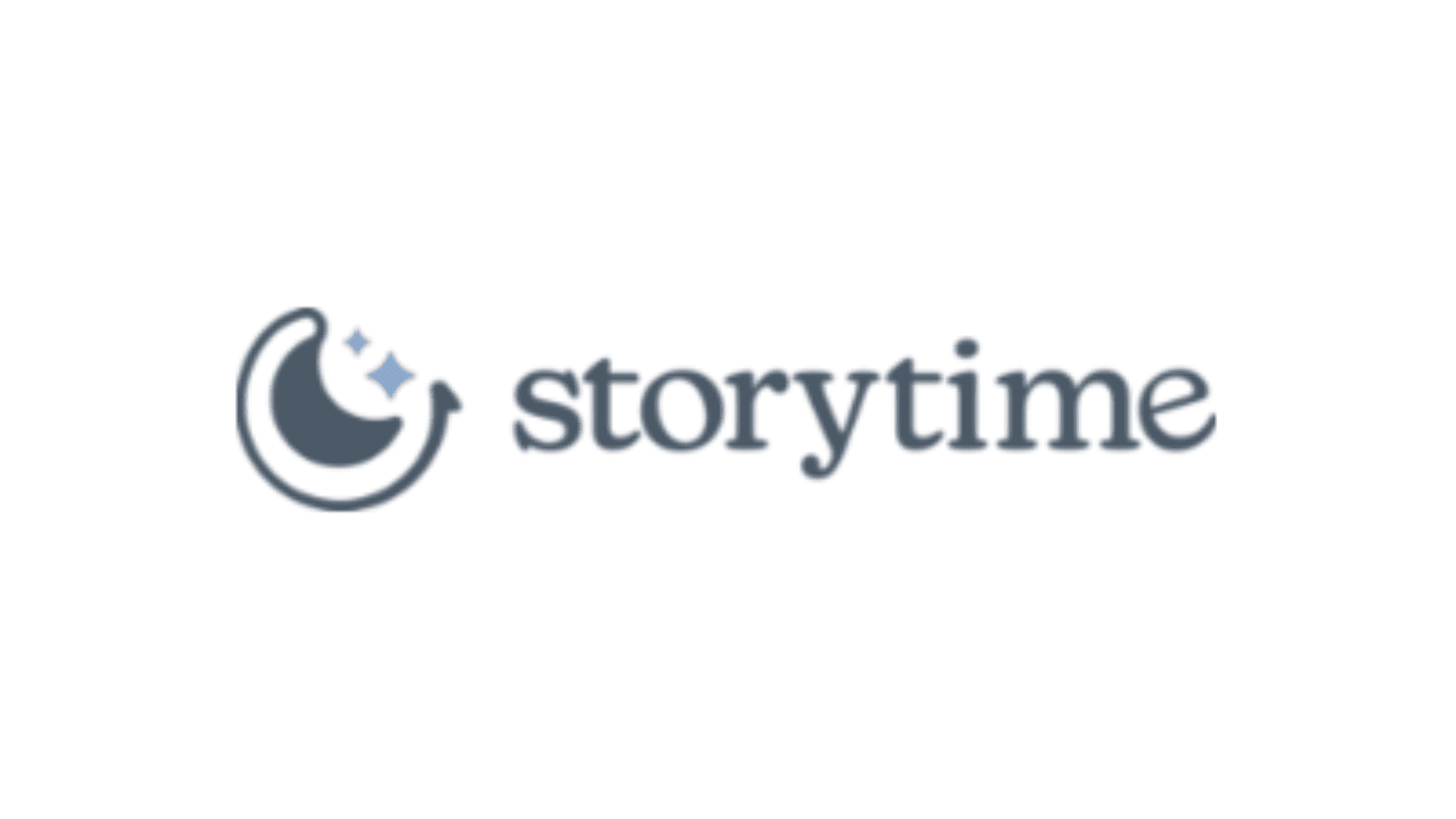 Logo with a crescent moon and stars next to the word 'storytime'.