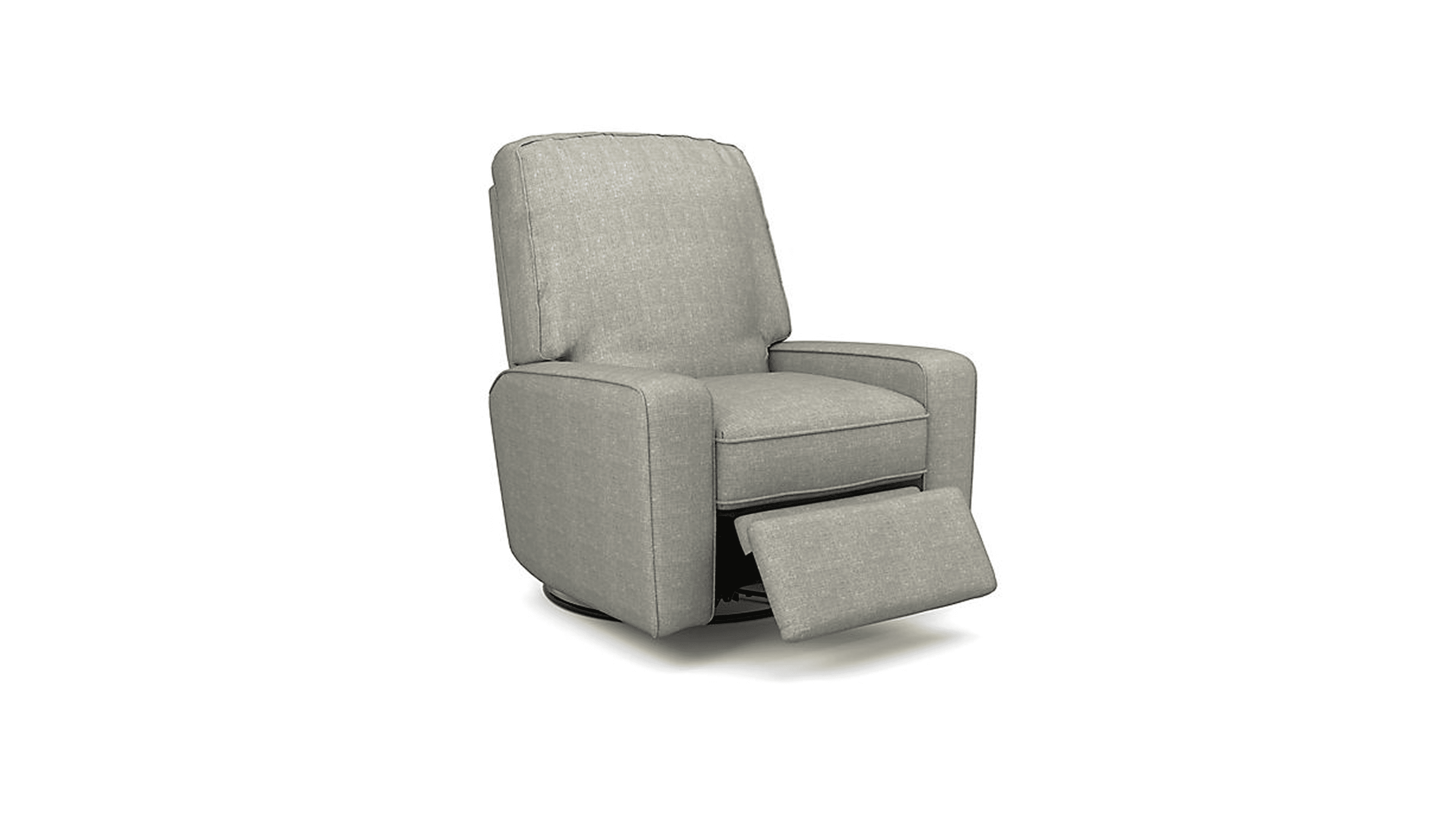 A gray recliner chair partially reclined.