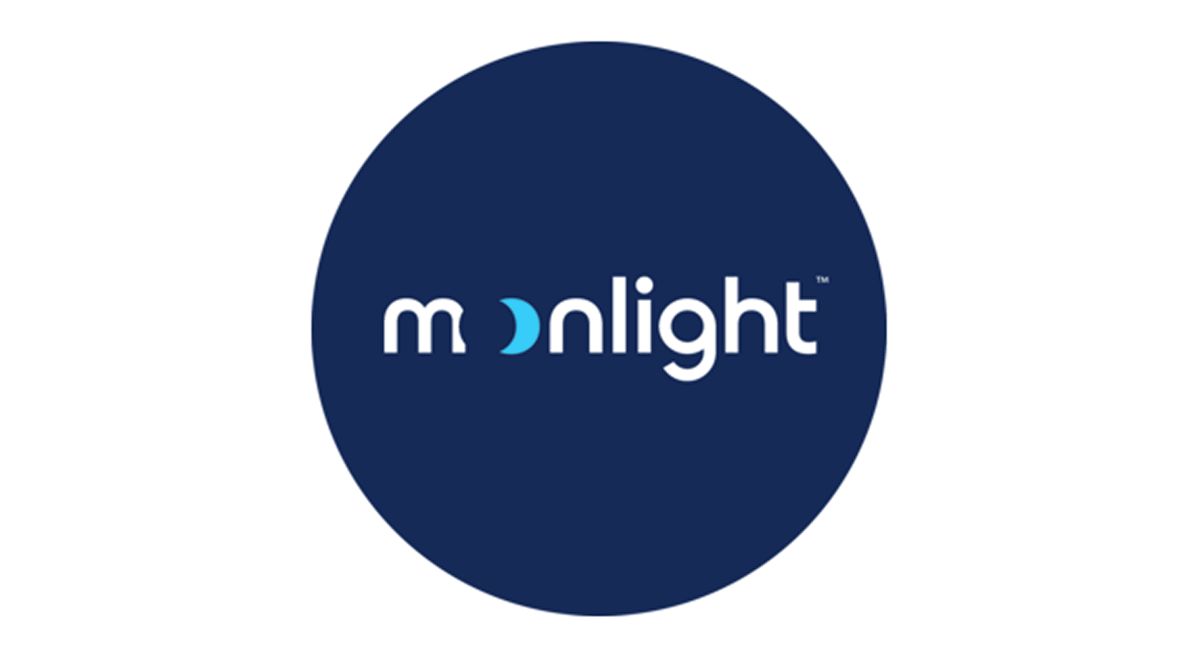 Logo with the word 'moonlight' in white on a dark blue circle.